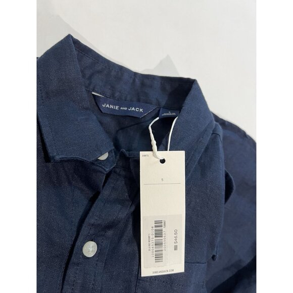 Janie & Jack The Linen Shirt in Connor Navy - Picture 3 of 3